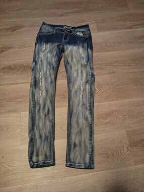 Revo Girls Faded Blue Skinny Jeans with Distressed Detail